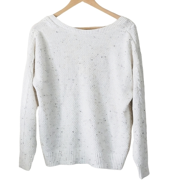 ASOS Aran Chunky Knit Button Front Cardigan Speckles Ivory Size 2 - Picture 4 of 7